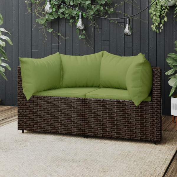 Sofas de canto jardim com almofadas 2 uvas ratan sintético marrom D