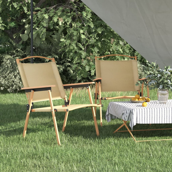 Sillas de camping 2 uds tela Oxford beige 54x55x78 cm D