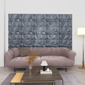 Painéis de parede 3D 12 unidades 50x50 cm cinza diamante 3 m² D