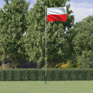 Mástil y bandera de Polonia aluminio 6.23 m D