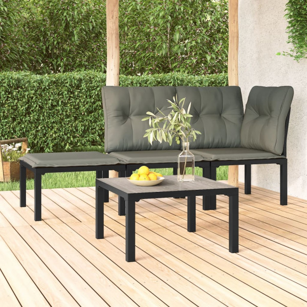 Mesa de centro de jardim DPC e aço cinza 55x55x31 cm D