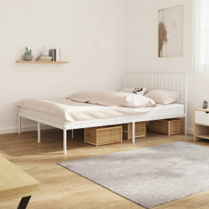 Estructura de cama de metal con cabecero blanca 140x190 cm D