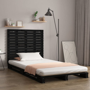 Cabecero de cama de pared madera maciza pino negro 81x3x91.5 cm D
