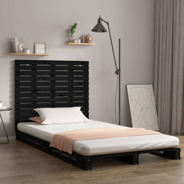 Cabeça de cama de parede madeira maciça pinho preto 81x3x91.5 cm D