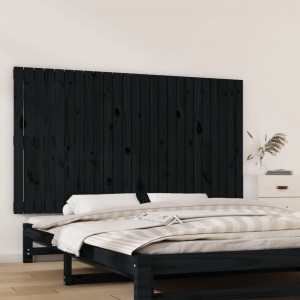 Cabeça de cama de parede madeira maciça pinho preto 159.5x3x90cm D