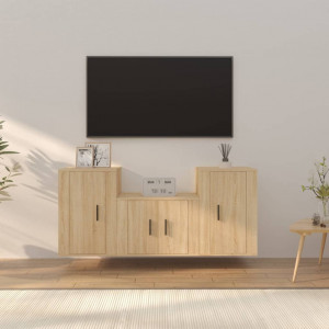 Set de muebles para TV 3 pzas madera contrachapada roble sonoma D