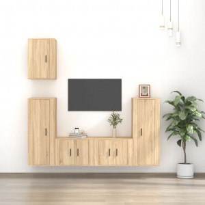 Set de muebles para TV 5 pzas madera contrachapada roble Sonoma D