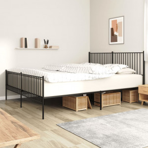Estructura de cama cabecero y pie de cama metal negro 193x203cm D