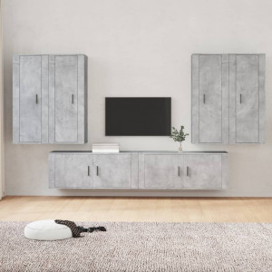 Set de muebles de TV 6 pzas madera contrachapada gris hormigón D