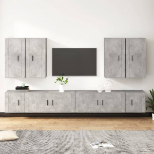 Set de muebles de TV 8 pzas madera contrachapada gris hormigón D
