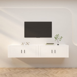Muebles para TV de pared 2 uds blanco 100x34.5x40 cm D