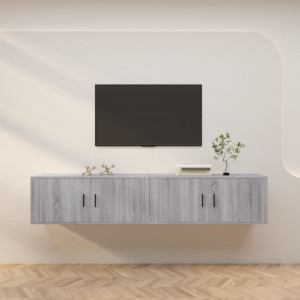 Muebles para TV de pared 2 uds gris Sonoma 100x34.5x40 cm D