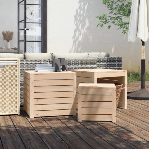 Set de cajas de jardín 3 piezas madera maciza de pino D