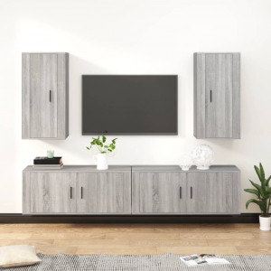 Set de muebles para TV 4 pzas madera contrachapada gris Sonoma D