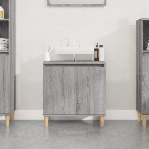 Armario de lavabo madera contrachapada gris Sonoma 58x33x60 cm D