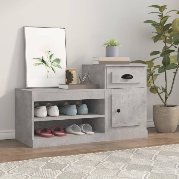 Mueble zapatero madera contrachapada gris hormigón 100x42x60 cm D