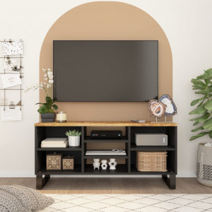 Mueble de TV madera mango y madera contrachapada 100x33x46 cm D