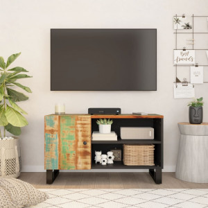 Mueble de TV madera reciclada y madera contrachapada 80x33x46cm D