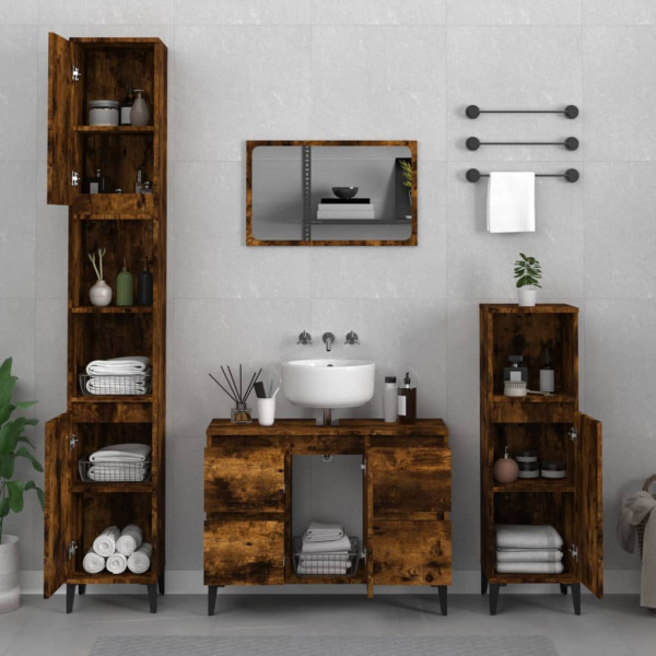 Set de muebles baño 3 pzas madera contrachapada roble ahumado D