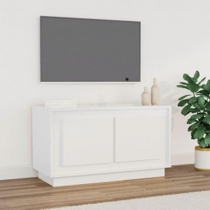 Mueble TV salón Mesa de TV Mueble de televisión madera contrachapada blanco  brillo 80x31,5x36 cm