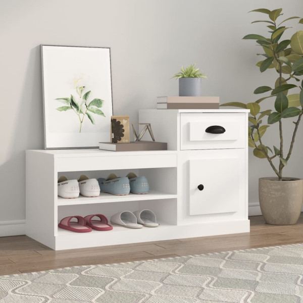 Mueble zapatero madera contrachapada blanco 100x42x60 cm D