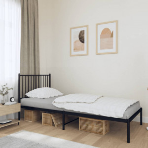 Estructura de cama con cabecero metal negro 90x190 cm D
