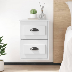 Mesitas de noche de pared 2 uds blanco 41.5x36x53 cm D