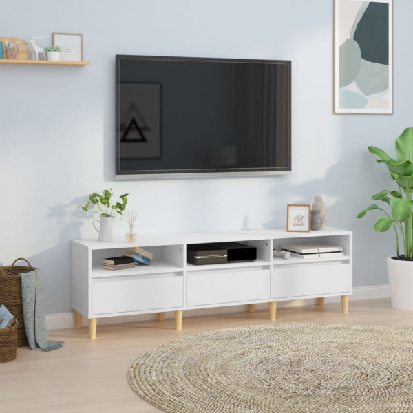 Mueble de TV madera contrachapada blanco 150x30x44.5 cm D