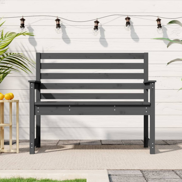 Banco de jardín madera maciza de pino gris 109x48x91.5 cm D