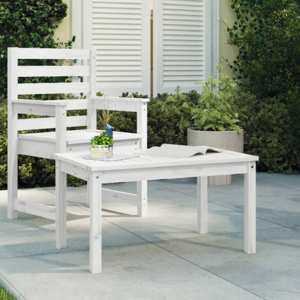 Mesa de jardim madeira maciça de pinho branco 82.5x50.5x45 cm D