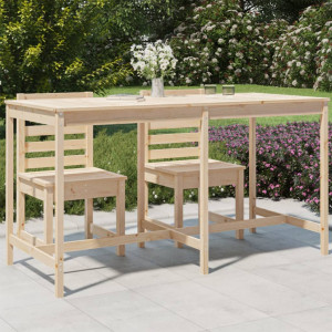 Mesa de jardín madera maciza de pino 203.5x90x110 cm D