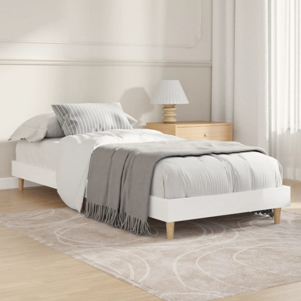 Estructura de cama madera contrachapada blanco brillo 75x190 cm D