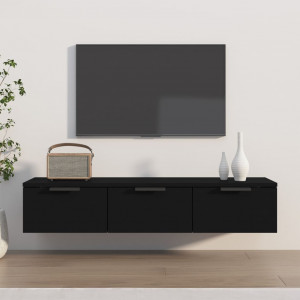 Armario de pared madera contrachapada negro 102x30x20 cm D