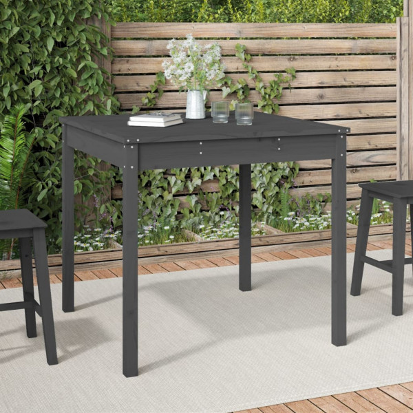 Mesa de jardín madera maciza pino gris 82.5x82.5x76 cm D