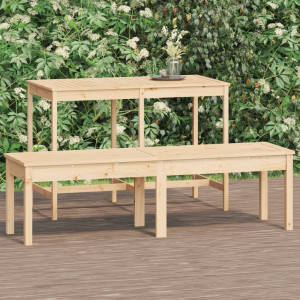 Banco de jardín de 2 plazas madera maciza pino 159.5x44x45 cm D