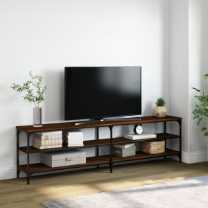Mueble TV metal y madera contrachapada marrón roble 180x30x50cm D