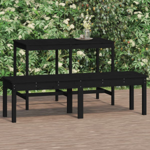 Banco de jardim 2 lugares madeira maciça pinho preto 159.5x44x45 cm D