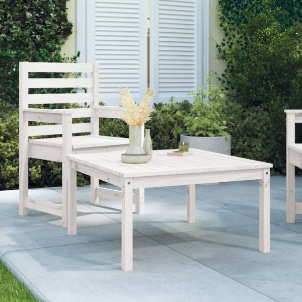 Mesa de jardim madeira maciça pinho branco 82.5x82.5x45 cm D