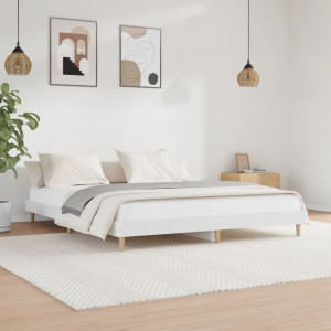 Estructura de cama madera contrachapada blanca 180x200 cm