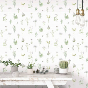 Evergreen papel pintado Herbs And Flowers branco D