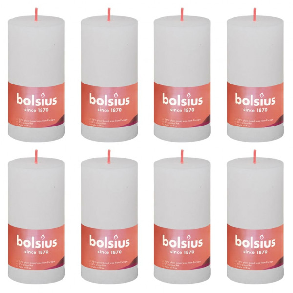 Bolsius Velas rústicas Shine 8 unidades blanco turbio 100x50 mm D