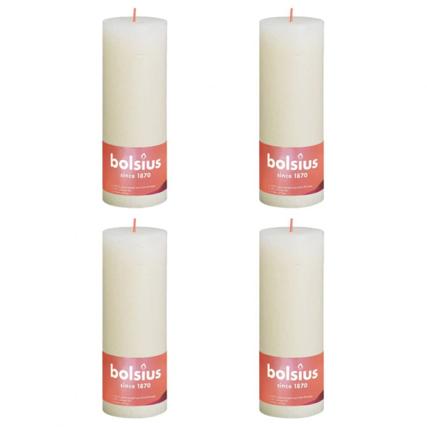 Bolsius Velas rústicas Shine 4 unidades pérola macia 190x68 mm D