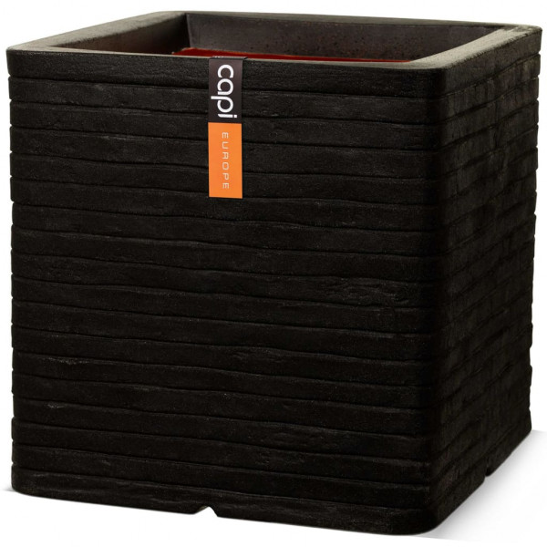 Capi Jardinera Nature Rib cuadrado negro 30x30 cm KBLRO902 D