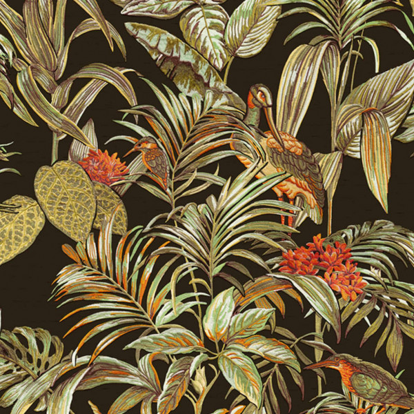 DUTCH WALLCOVERINGS Papel de parede Bird-of-Paradise preto D