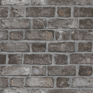 Homestyle Papel pintado Brick Wall negro y gris D