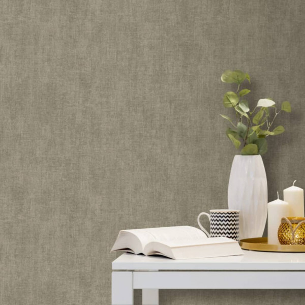 DUTCH WALLCOVERINGS Papel pintado cinza e marrom liso D