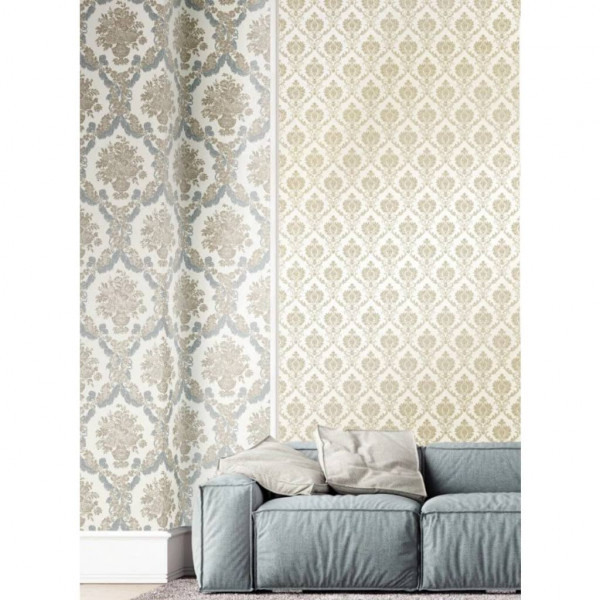 Topchic Papel de parede bege com ornamentos clássicos D