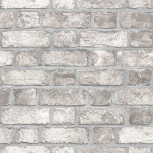 Homestyle Papel pintado Brick Wall cinza e branco quebrado D