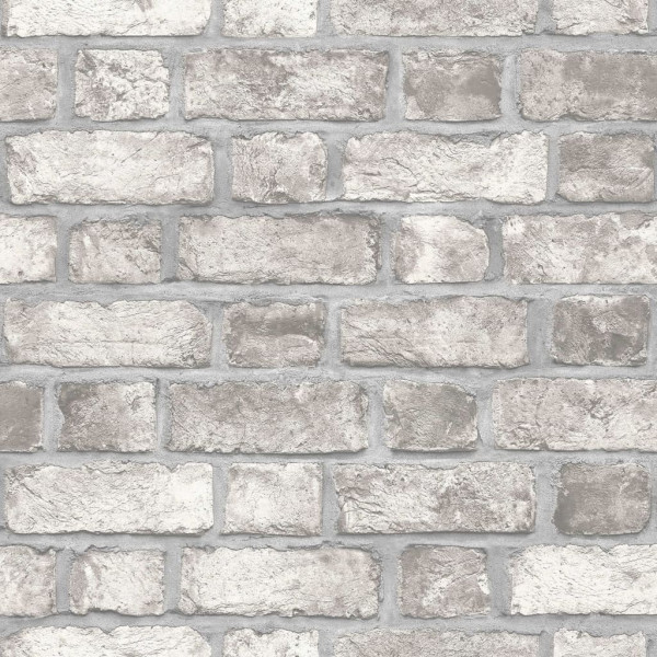 Homestyle Papel pintado Brick Wall cinza e branco quebrado D