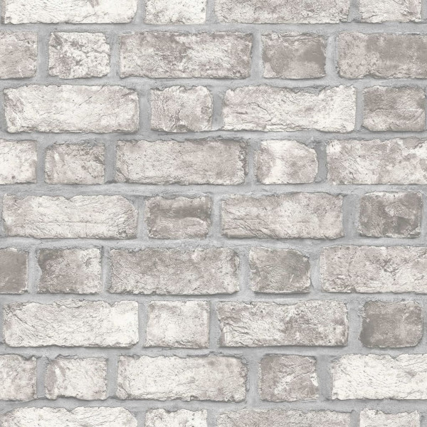Homestyle Papel pintado Brick Wall gris y blanco roto D